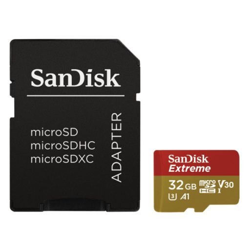 SANDISK MICROSD EXTREME KÁRTYA 32GB, 100MB/s CL10 UHS-I, V30, A1