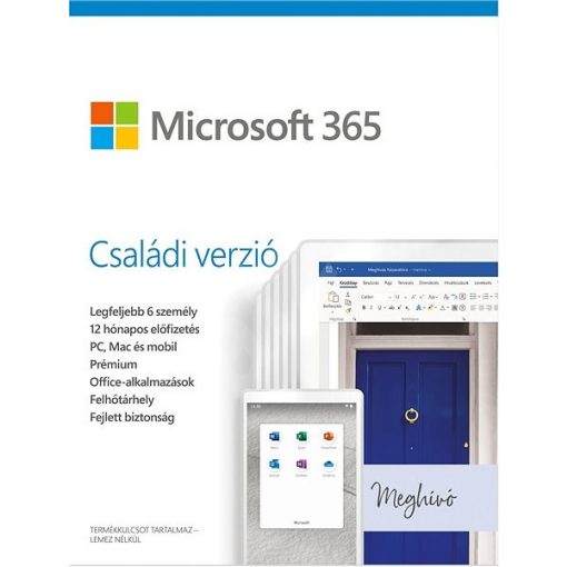 Microsoft 365 Family Hungarian EuroZone Subscr 1YR Medialess P6