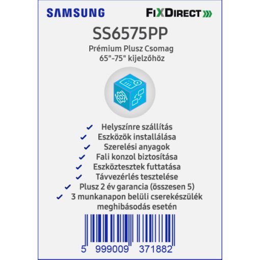 Samsung 65-75" Telepítési Prémium Plusz csomag